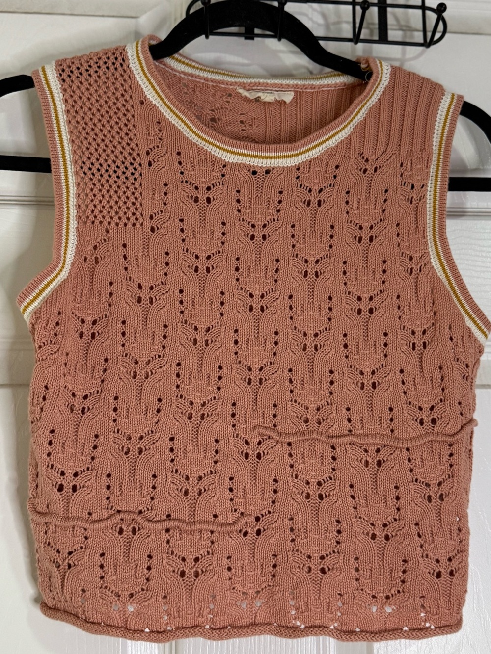 Easel Sleeveless Sweater Vest Knit Small Cotton Blend  Preppy Boho Layering